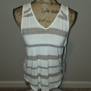 Market & Spruce White and Black Striped Tank Top